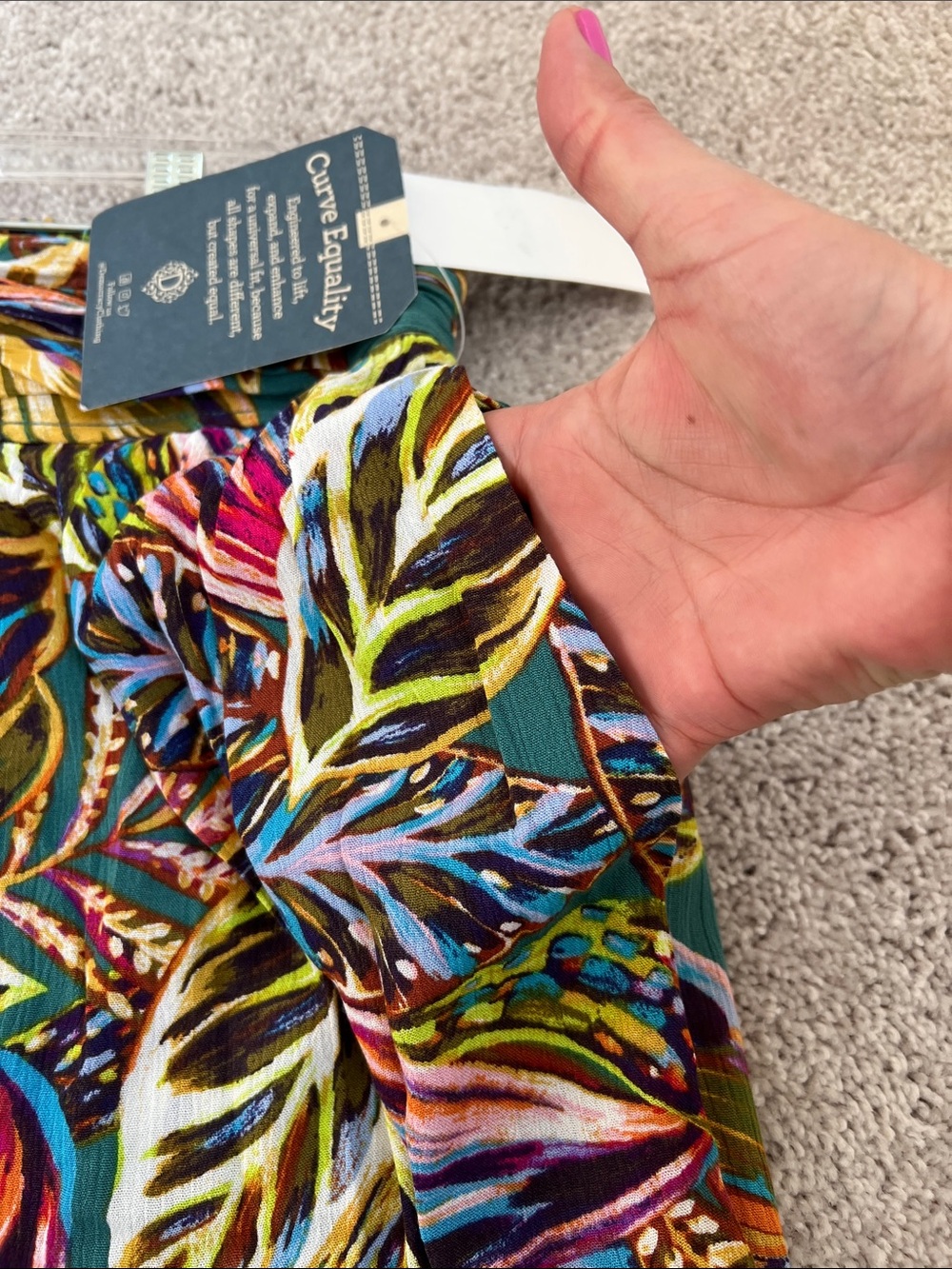 Democracy tropical leaf print evergreen Flounce Hem high low Midi Skirt XL - Picture 10 of 11
